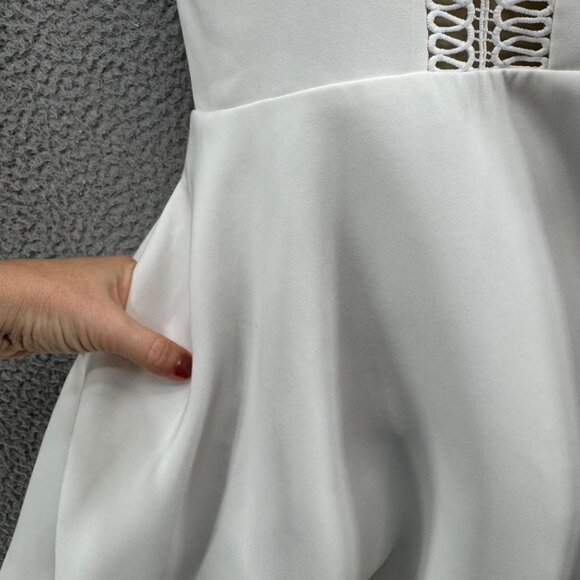 Keepsake Mini Fit Flare Dress Solid White Sleeveless Backless Braided Size M - Picture 16 of 16